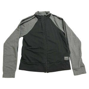 Express Womens Medium Sweatshirt Full Zip Lightweight Jacket Black Gray‎ Cotton